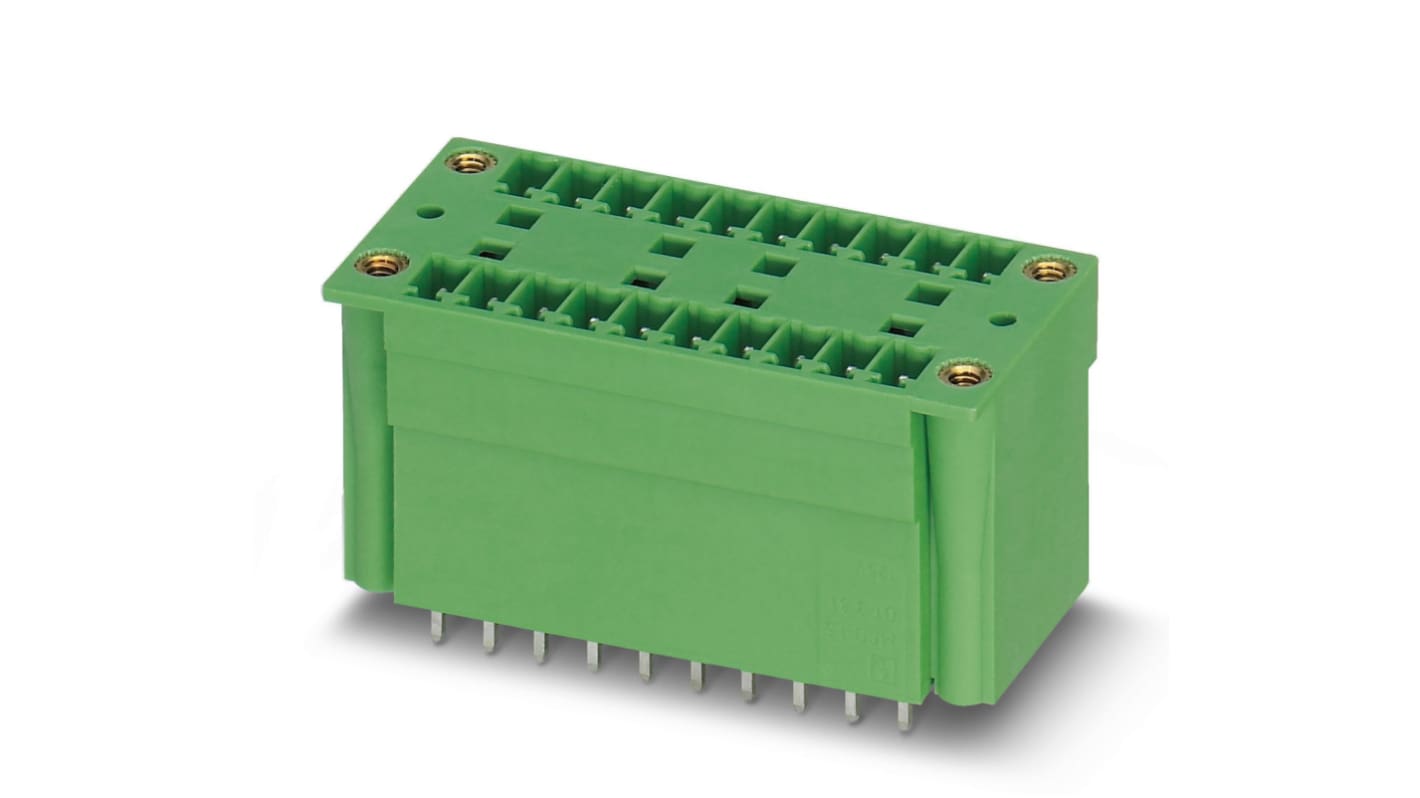Phoenix Contact, 3.81mm Pitch, MCDV 1.5/12-G1F-3.81, 12 Way, Pluggable Terminal Block, Header, Solder Termination,