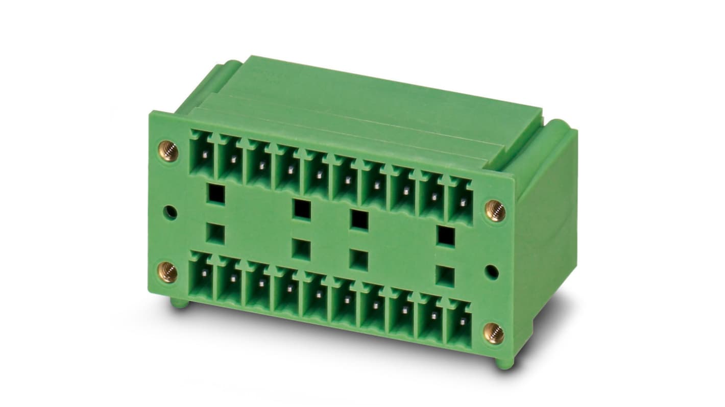 Phoenix Contact, 3.81mm Pitch, MCD 1.5/10-G1F-3.81, 10 Way, Pluggable Terminal Block, Header, Solder Termination,