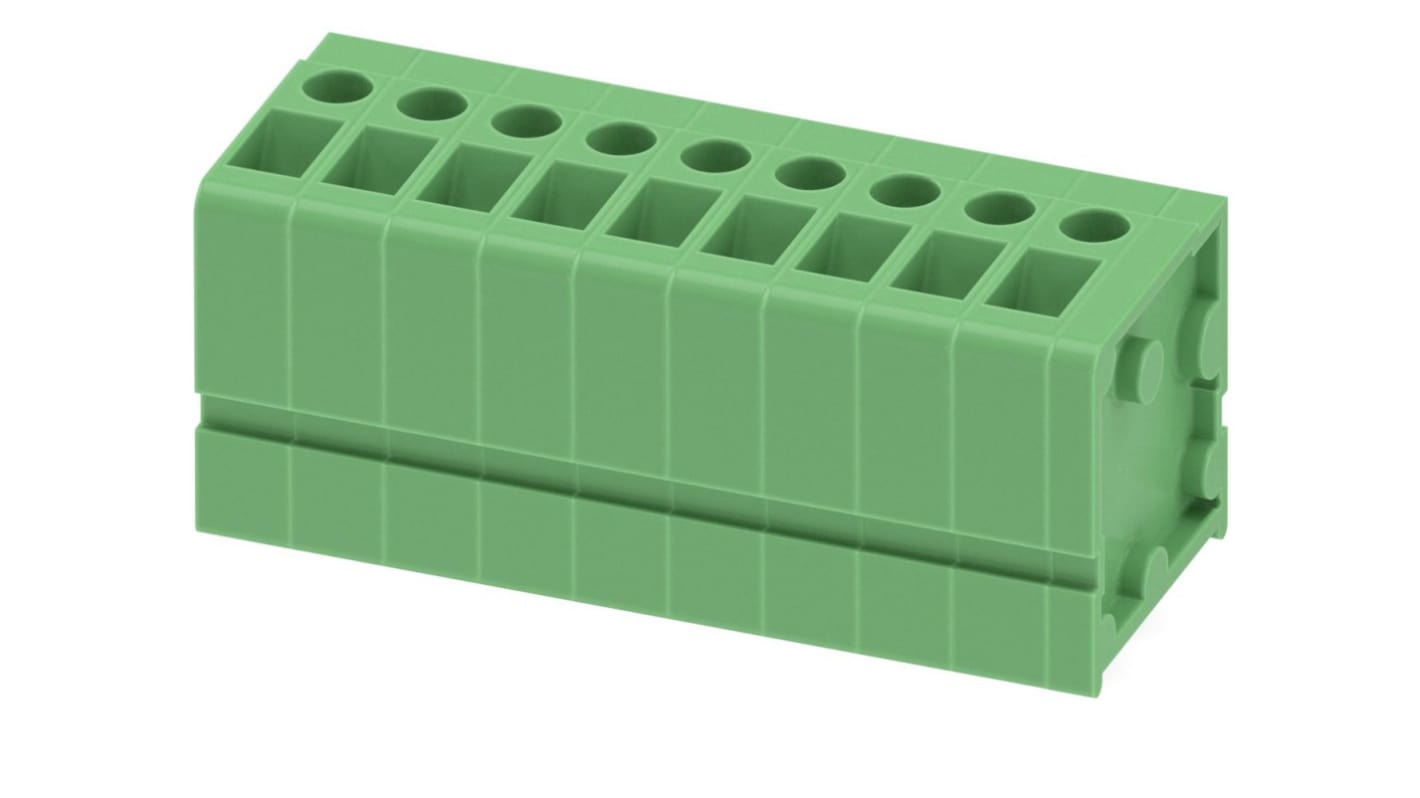 Phoenix Contact FRONT 2.5-V/SA 5/ 9 Series PCB Terminal Block, 9-Contact, 5mm Pitch, Through Hole Mount, Screw