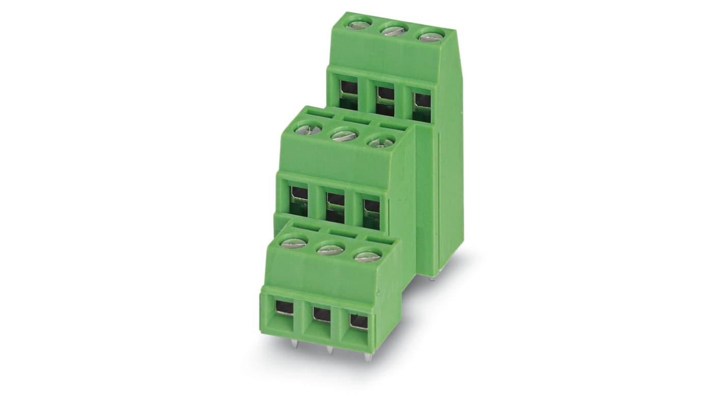 Phoenix Contact MK3DSN 1.5/ 3-5.08 Series PCB Terminal Block, 3-Contact, 5.08mm Pitch, Through Hole Mount, Screw