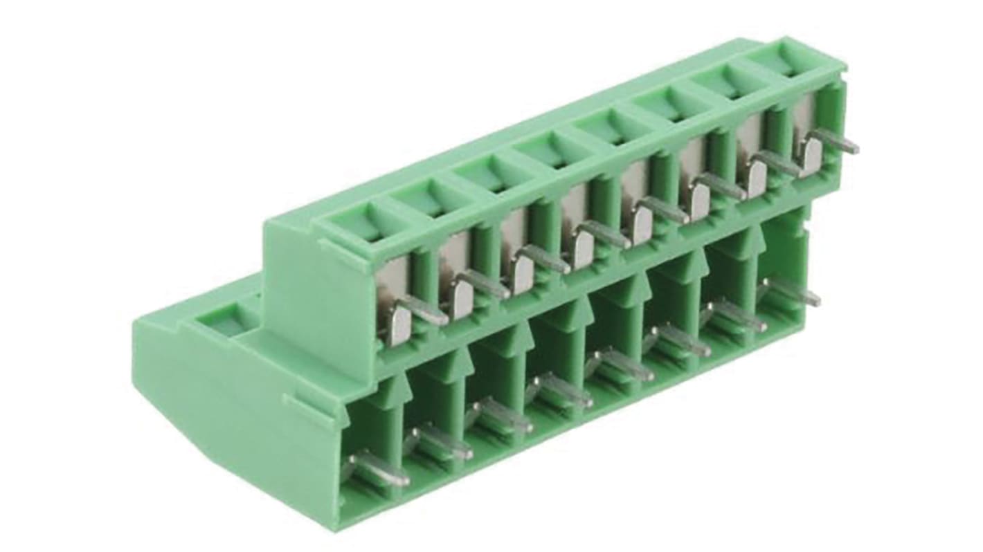 Phoenix Contact MKKDSN 1.5/ 8-5.08 Series PCB Terminal Block, 16-Contact, 5.08mm Pitch, Through Hole Mount, 2-Row,