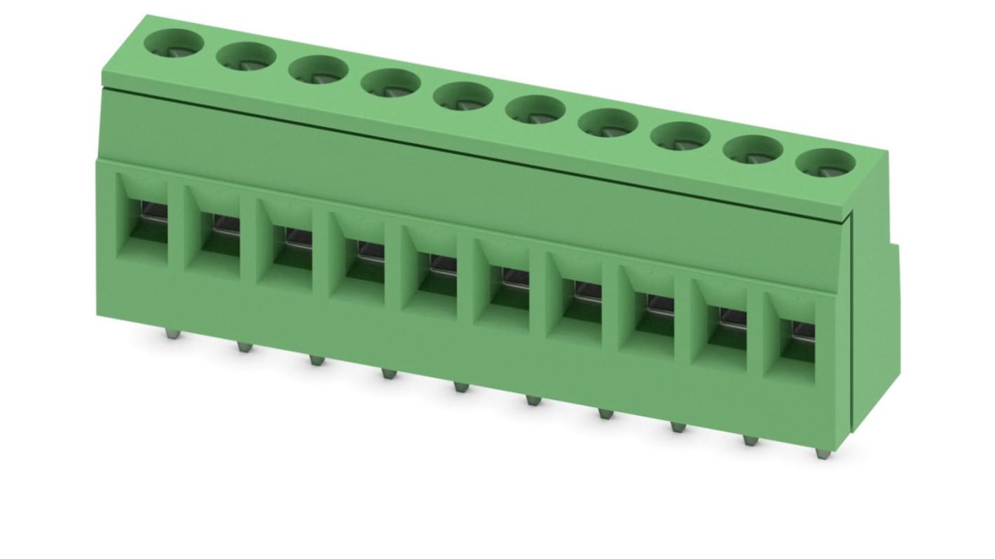 Phoenix Contact MKDS 2.5/10-5.08 Series PCB Terminal Block, 10-Contact, 5.08mm Pitch, Through Hole Mount, Screw