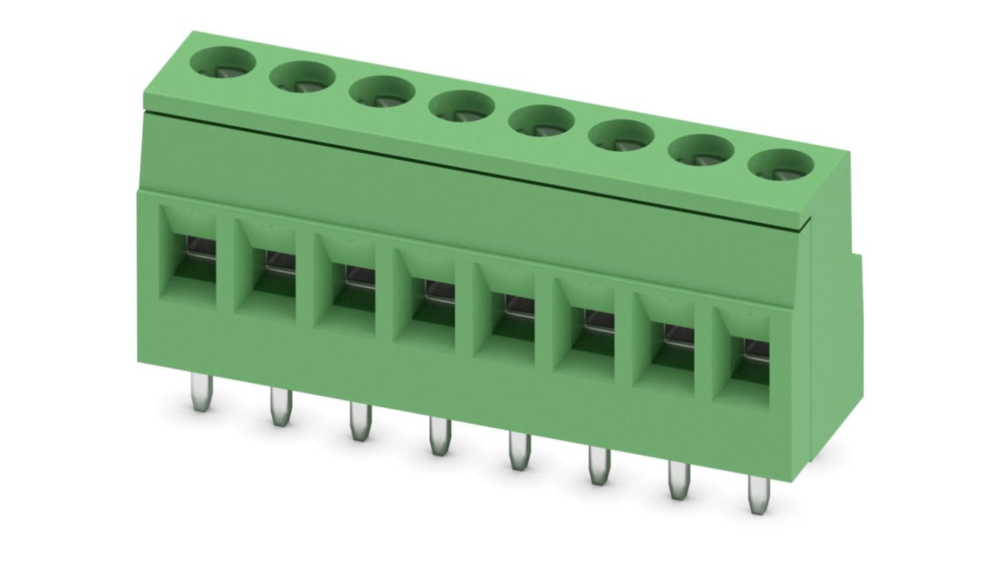 Phoenix Contact MKDSD 2.5/ 8-5.08 Series PCB Terminal Block, 8-Contact, 5.08mm Pitch, Through Hole Mount, 1-Row, Screw