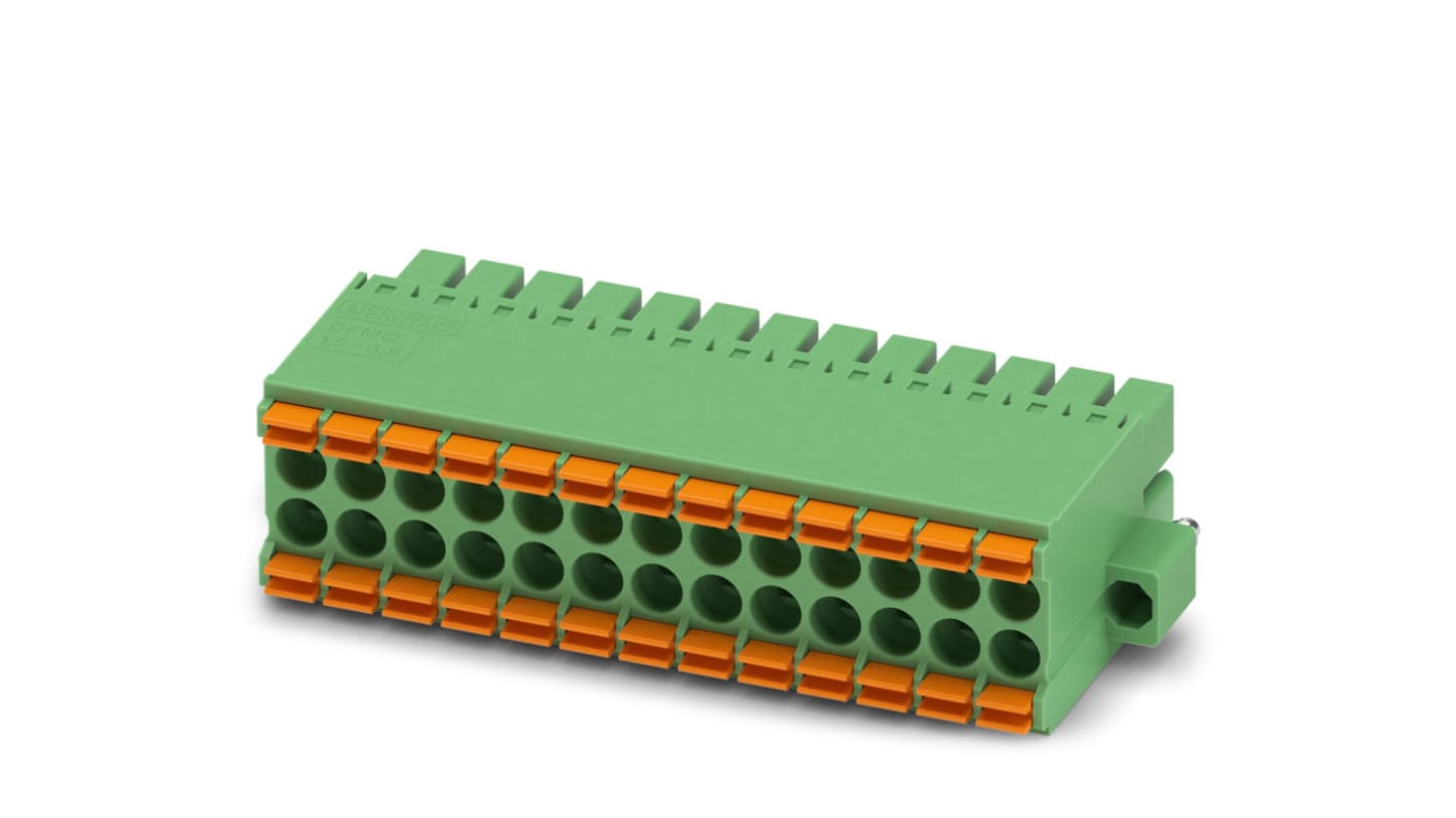 Phoenix Contact, 3.5mm Pitch, DFMC 1.5/13-STF-3.5, 26 Way, Pluggable Terminal Block, Plug, Cable Mount, Spring Cage