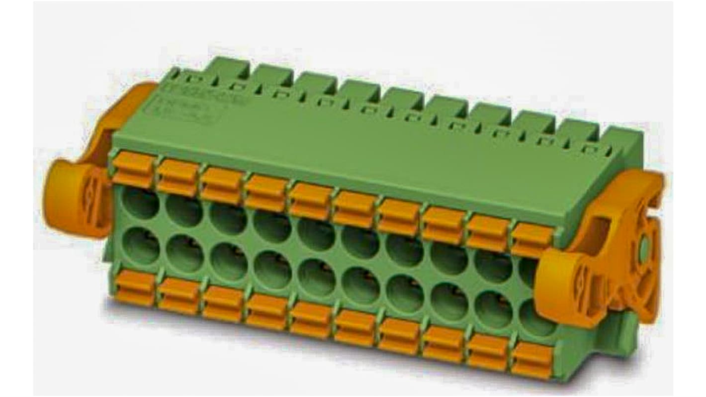 Phoenix Contact, 3.5mm Pitch, DFMC 1.5/17-ST-3.5-LR, 34 Way, Pluggable Terminal Block, Plug, Spring Cage Termination,