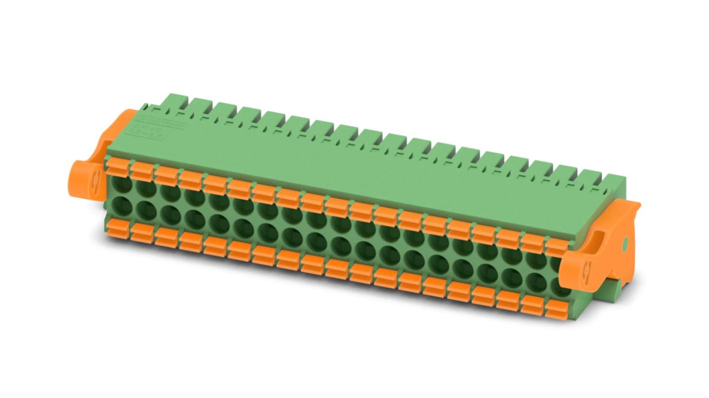 Phoenix Contact, 3.5mm Pitch, DFMC 1.5/19-ST-3.5-LR, 38 Way, Pluggable Terminal Block, Plug, Spring Cage Termination,