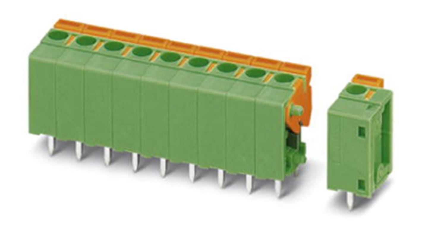 Phoenix Contact FFKDSA/V1-5.08- 7 Series PCB Terminal Block, 7-Contact, 5.08mm Pitch, Through Hole Mount, Spring Cage