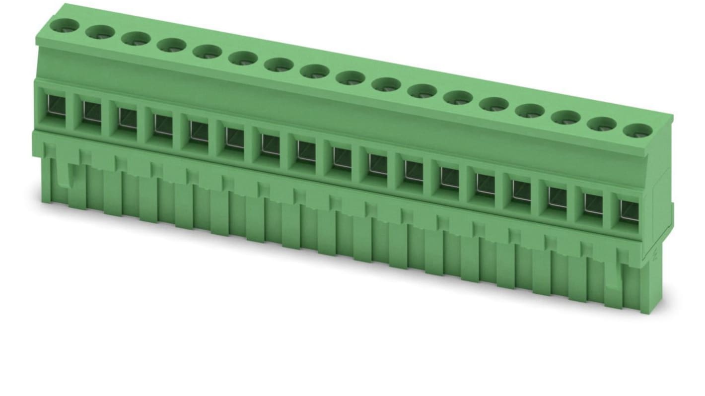 Phoenix Contact MVSTBR 2.5/17-ST-5.08 Series PCB Terminal Block, 17-Contact, 5.08mm Pitch, Screw Termination