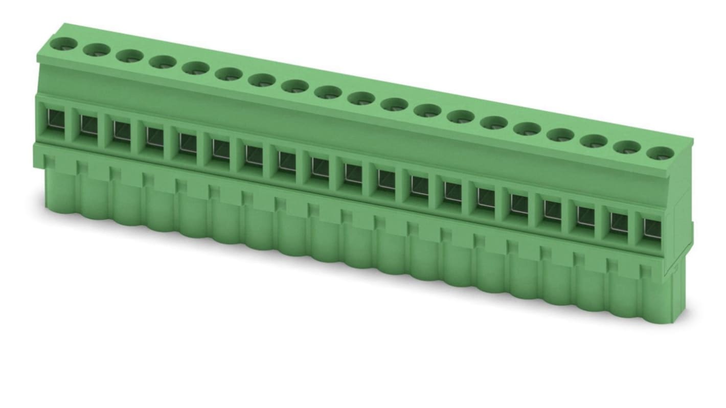 Borne para PCB Phoenix Contact serie MVSTBW 2.5/19-ST, de 19 vías, paso 5mm, 630 V, 12A, terminación Tornillo