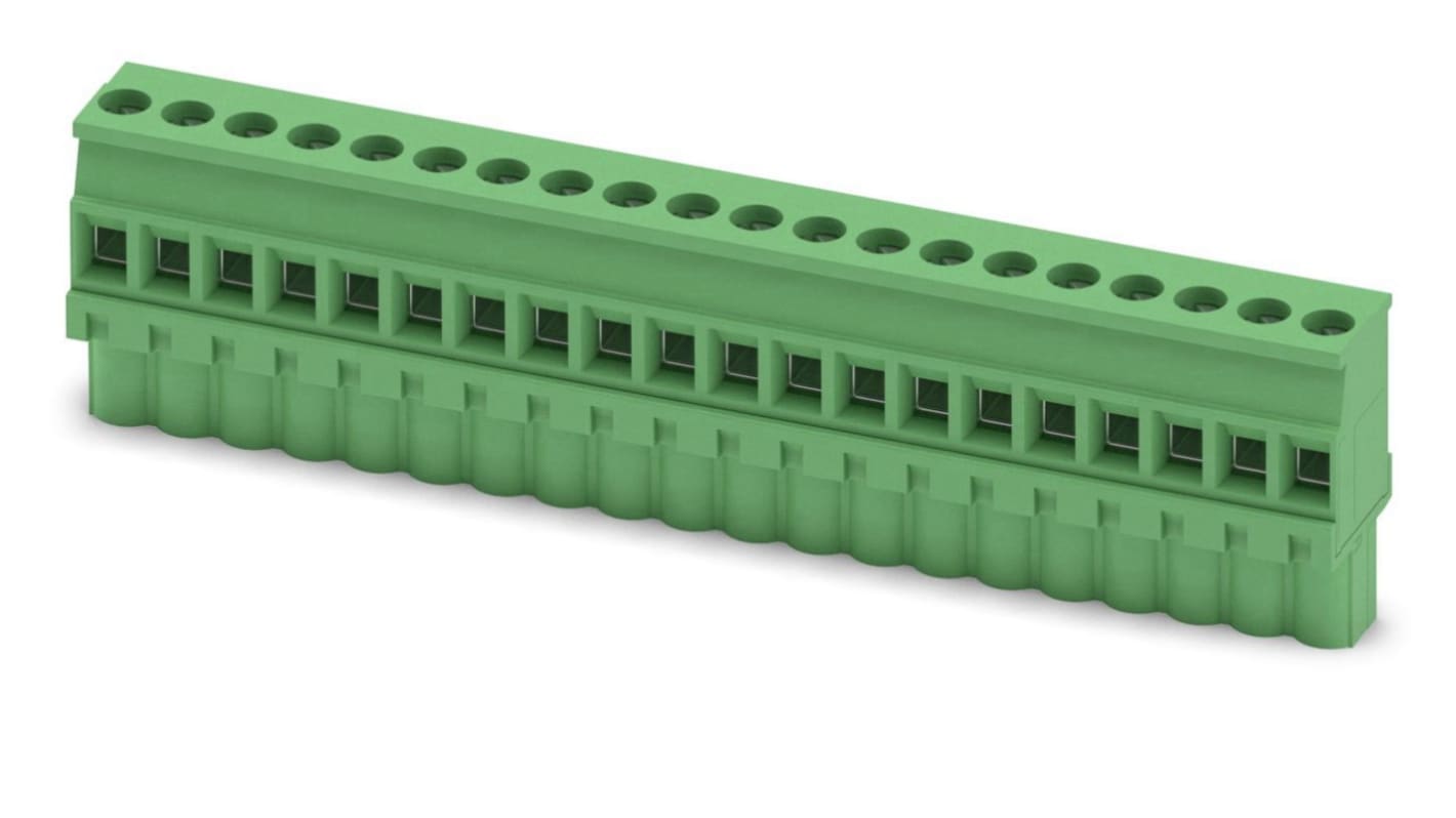 Phoenix Contact MVSTBW 2.5/20-ST Series PCB Terminal Block, 20-Contact, 5mm Pitch, Screw Termination