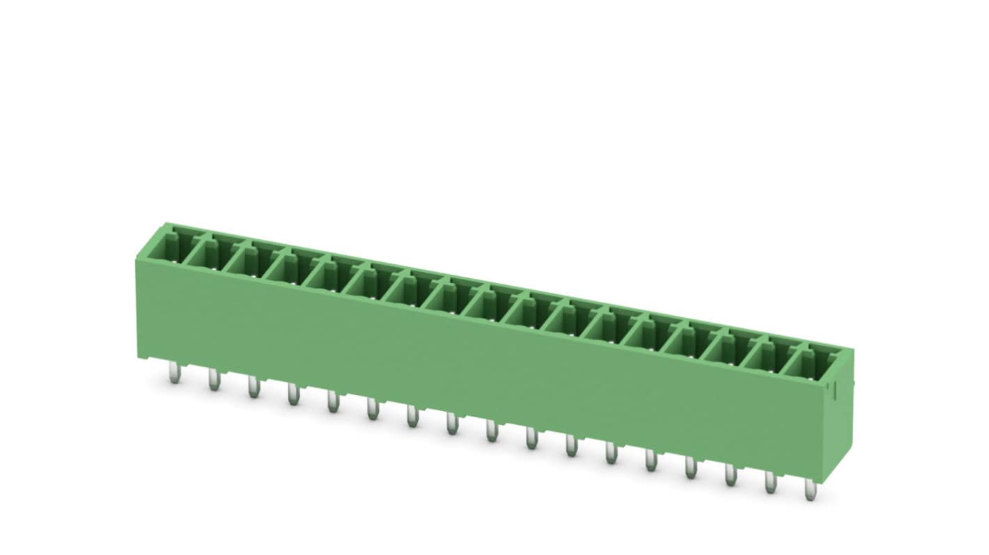 Phoenix Contact, 3.5mm Pitch, MCV 1.5/17-G-3.5, 17 Way, Pluggable Terminal Block, Header, Solder Termination, 1843758