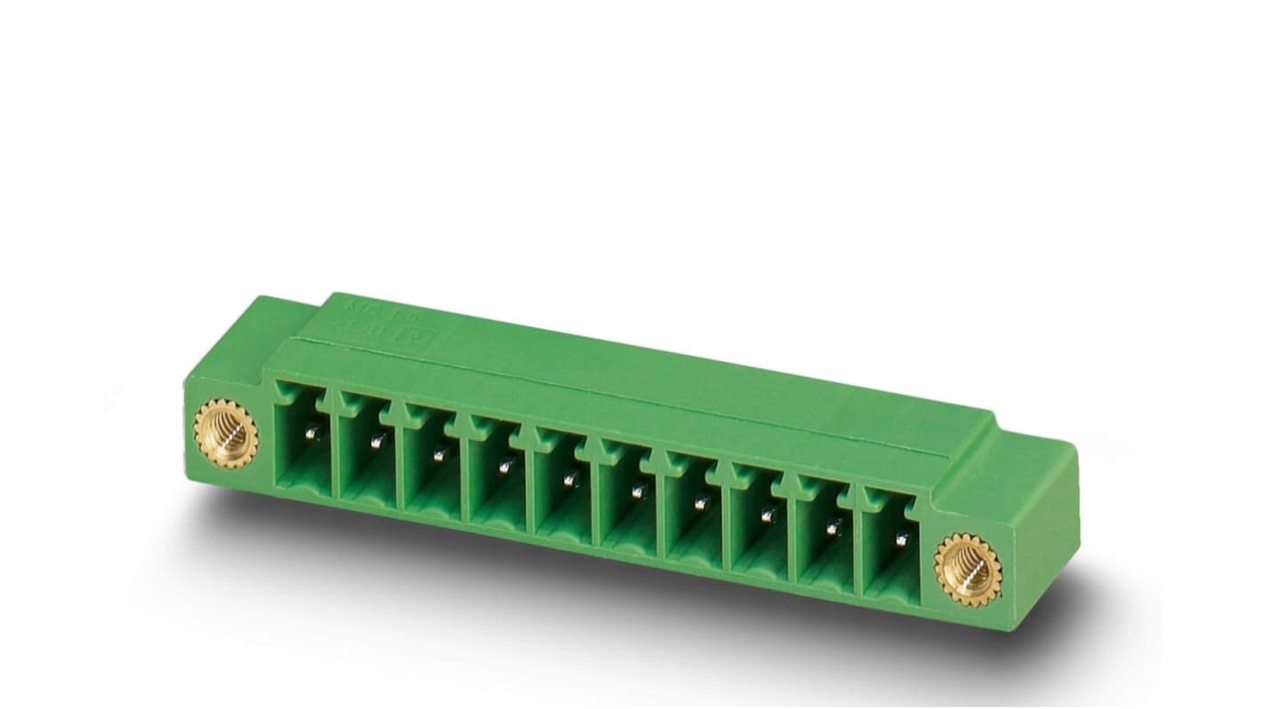 Phoenix Contact, 3.5mm Pitch, MC 1.5/ 7-GF-3.5, 7 Way, Right Angle, Pluggable Terminal Block, Header, Through Hole,