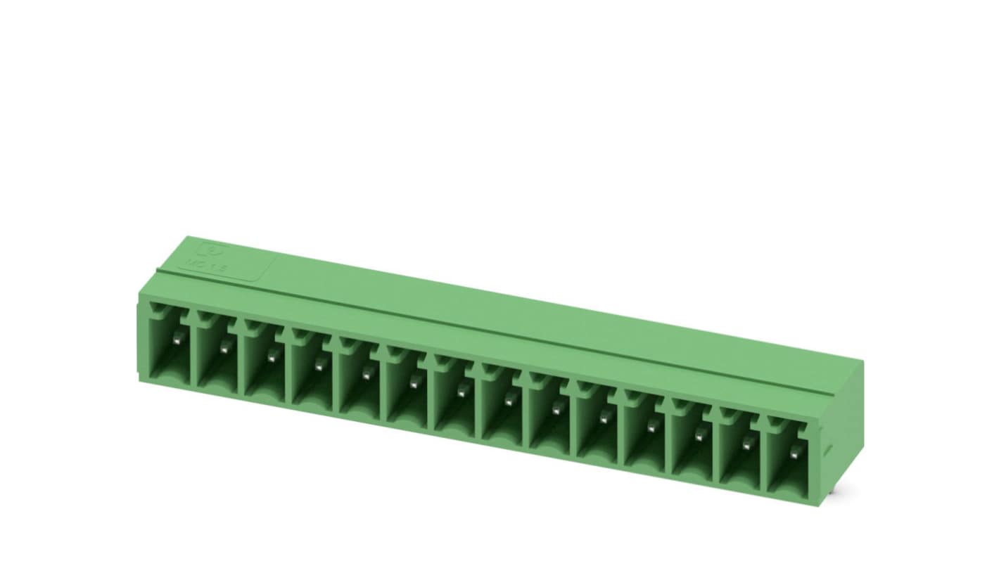 Phoenix Contact, 3.5mm Pitch, MC 1.5/14-G-3.5, 14 Way, Right Angle, Pluggable Terminal Block, Header, Through Hole,
