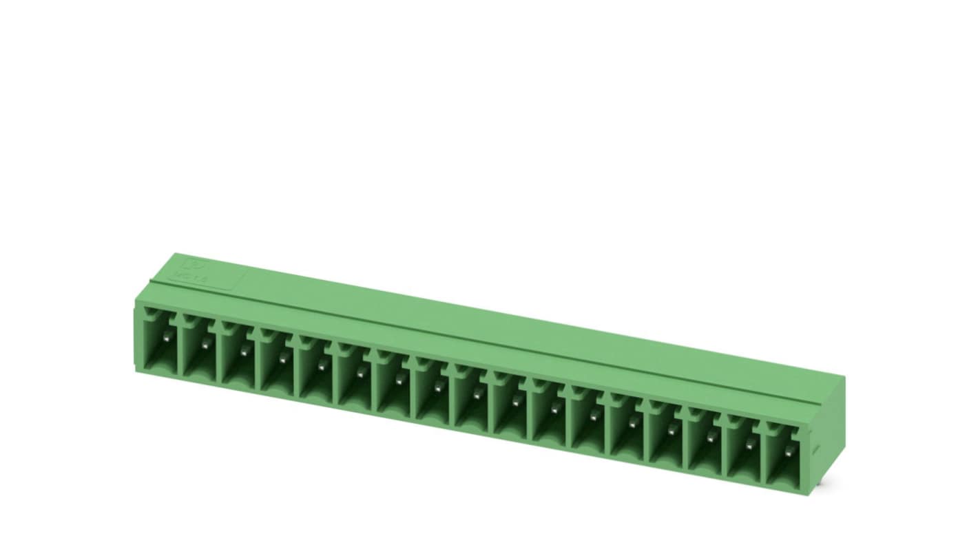 Phoenix Contact, 3.5mm Pitch, MC 1.5/17-G-3.5, 17 Way, Right Angle, Pluggable Terminal Block, Header, Through Hole,