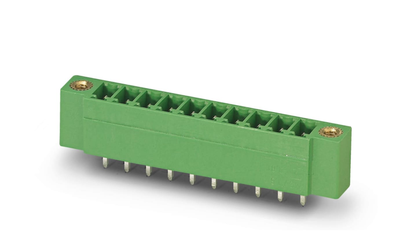 Phoenix Contact, 3.81mm Pitch, MCV 1.5/17-GF-3.81, 17 Way, Pluggable Terminal Block, Header, Solder Termination, 1844935