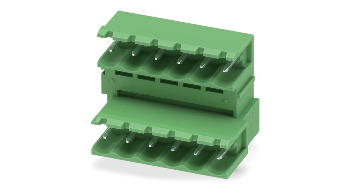 Phoenix Contact, 5.08mm Pitch, MDSTB 2.5/ 6-G-5.08, 6 Way, Pluggable Terminal Block, Header, Solder Termination, 1844977