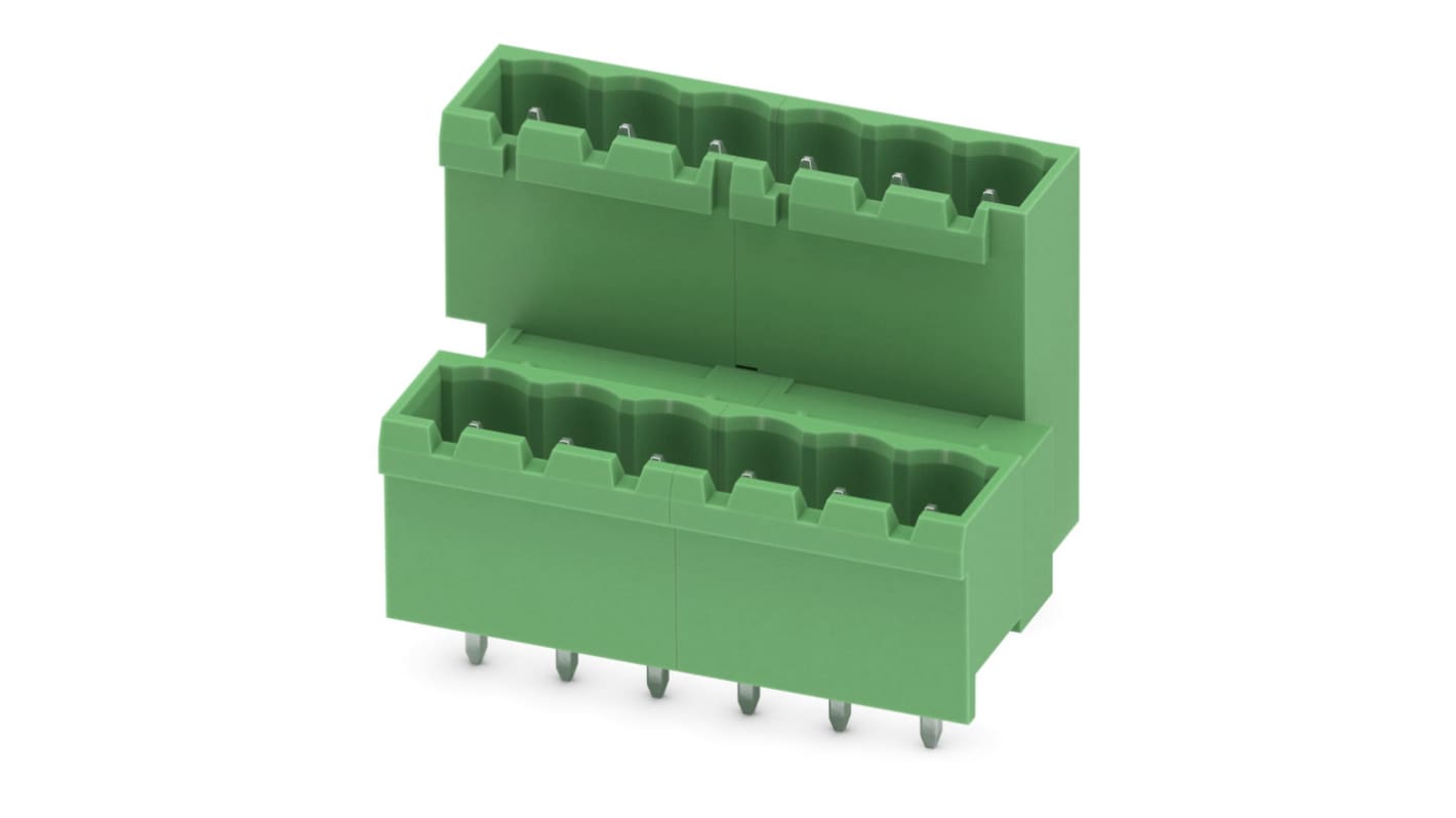 Phoenix Contact, 5.08mm Pitch, MDSTBVA 2.5/ 6-G-5.08, 6 Way, Pluggable Terminal Block, Header, Solder Termination,