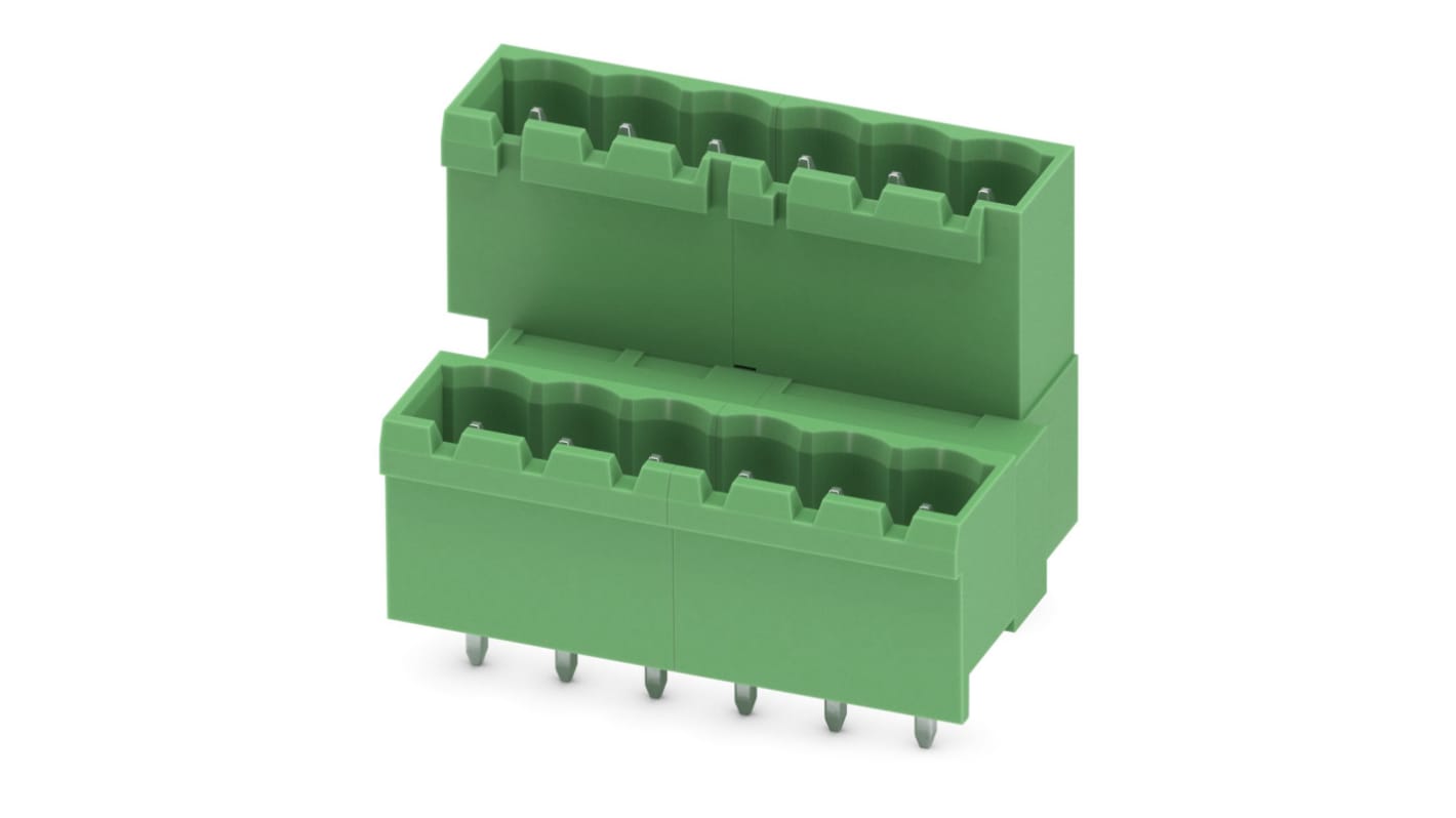 Phoenix Contact, 5.0mm Pitch, MDSTBVA 2.5/ 6-G, 6 Way, Pluggable Terminal Block, Header, Solder Termination, 1845824