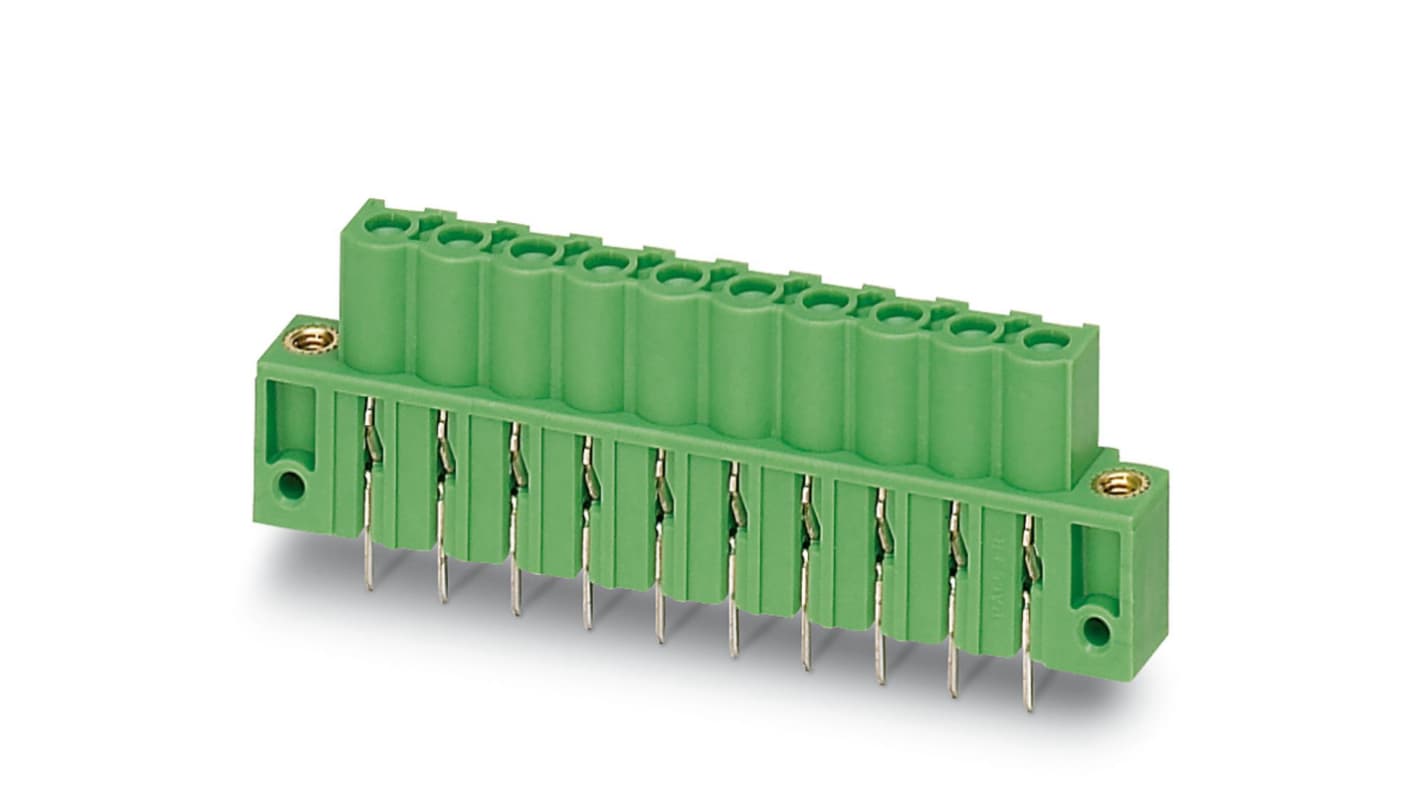 Phoenix Contact, 5.08mm Pitch, ICV 2.5/ 6-GF-5.08, 6 Way, , Pluggable Terminal Block, Inverted Header, Through Hole,