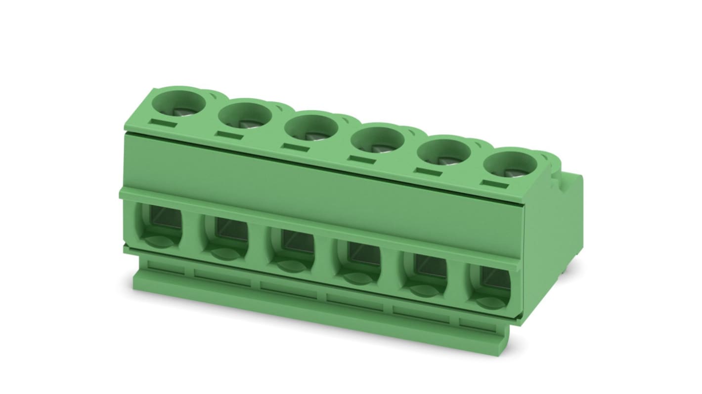 Phoenix Contact, 5mm Pitch, PT 1.5/ 6-PH-5.0 CLIP, 6 Way, Pluggable Terminal Block, Plug, Screw Termination, 1755774