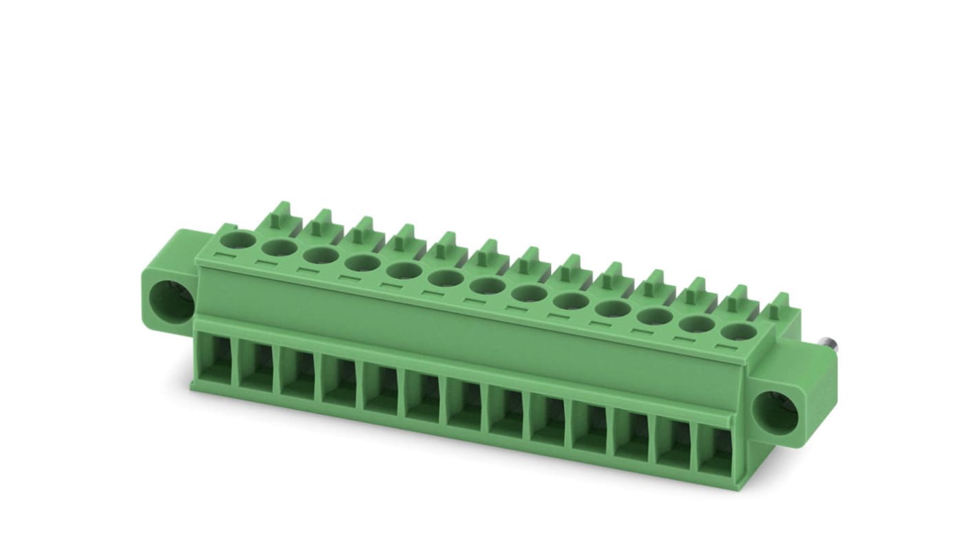 Phoenix Contact, 3.5mm Pitch, MC 1.5/13-STF-3.5, 13 Way, , Pluggable Terminal Block, Plug, Cable Mount, Screw
