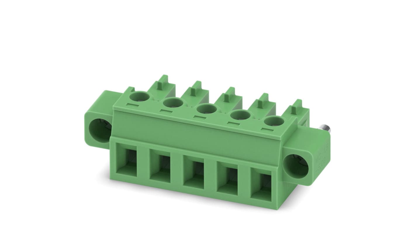 Phoenix Contact, 5.08mm Pitch, MC 1.5/ 5-STF-5.08, 5 Way, , Pluggable Terminal Block, Plug, Cable Mount, Screw