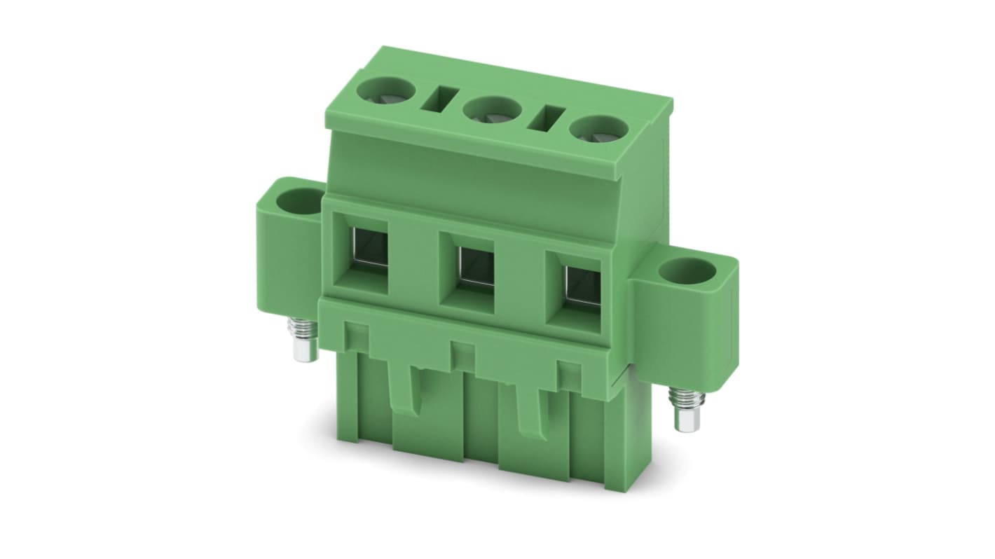 Phoenix Contact GMVSTBR 2.5/ 3-STF-7.62 Series PCB Terminal Block, 3-Contact, 7.62mm Pitch, Screw Termination