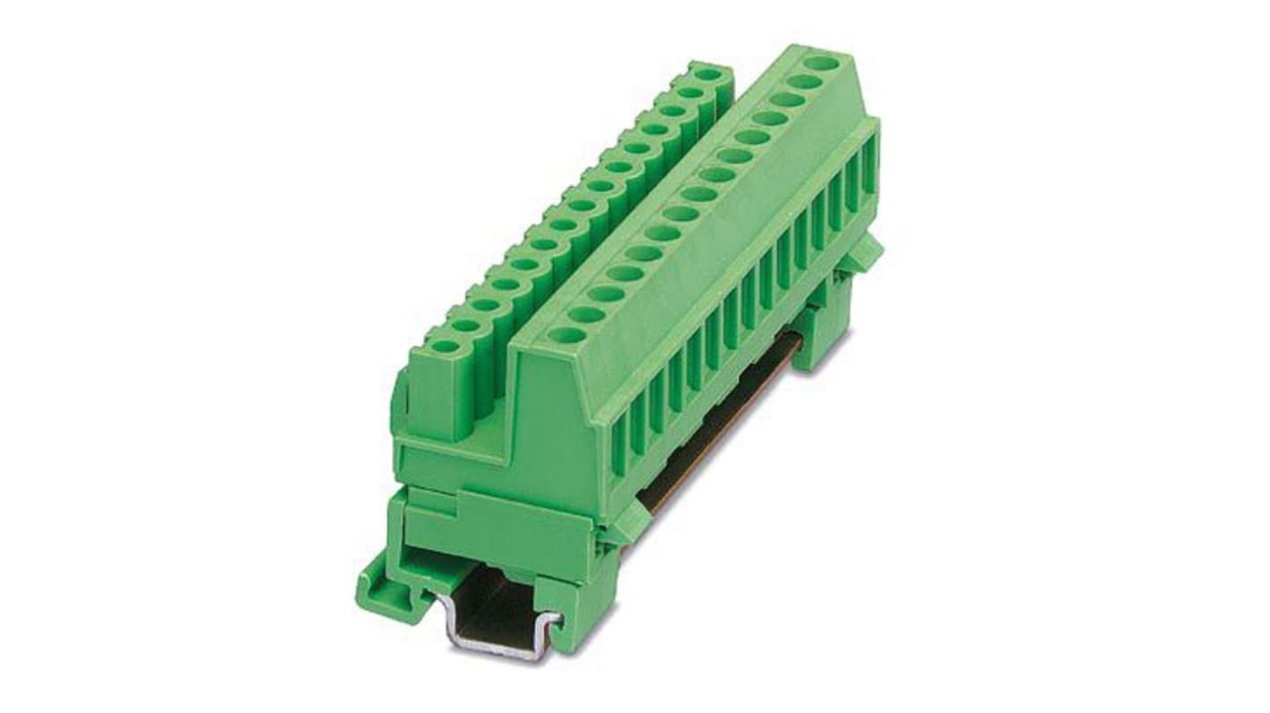 Phoenix Contact MSTBVK 2.5/ 8-ST-5.08 Series Green DIN Rail Terminal Block, Screw Termination