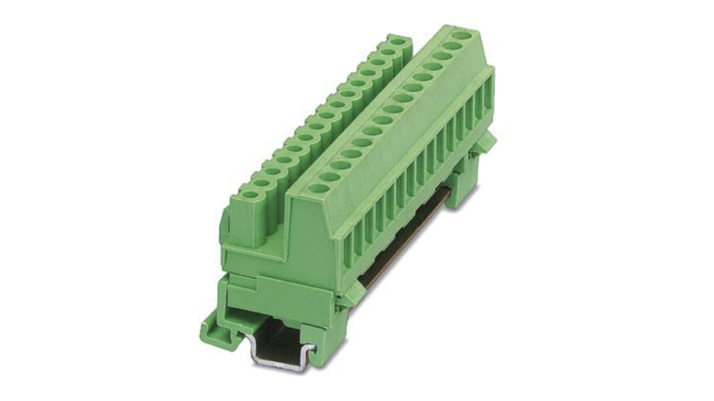 Phoenix Contact MSTBVK 2.5/ 9-ST-5.08 Series Green DIN Rail Terminal Block, Screw Termination