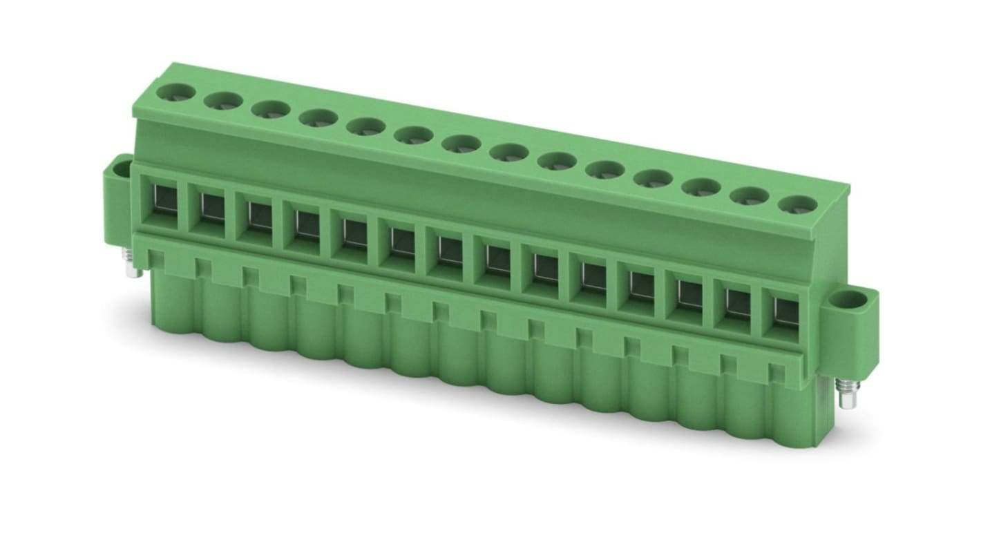 Phoenix Contact MVSTBW 2.5/14-STF-5.08 Series PCB Terminal Block, 14-Contact, 5.08mm Pitch, Screw Termination