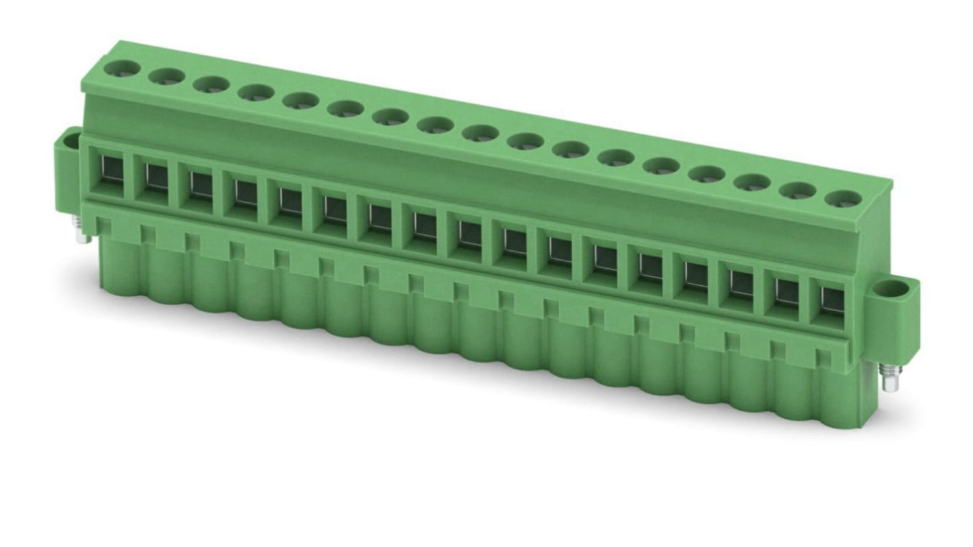 Borne para PCB Phoenix Contact serie MVSTBW 2.5/17-STF-5.08, de 17 vías, paso 5.08mm, 630 V, 12A, terminación Tornillo