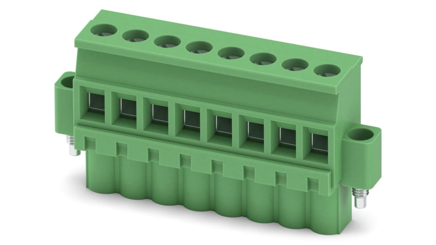 Borne para PCB Phoenix Contact serie MVSTBW 2.5/ 8-STF, de 8 vías, paso 5mm, 630 V, 12A, terminación Tornillo