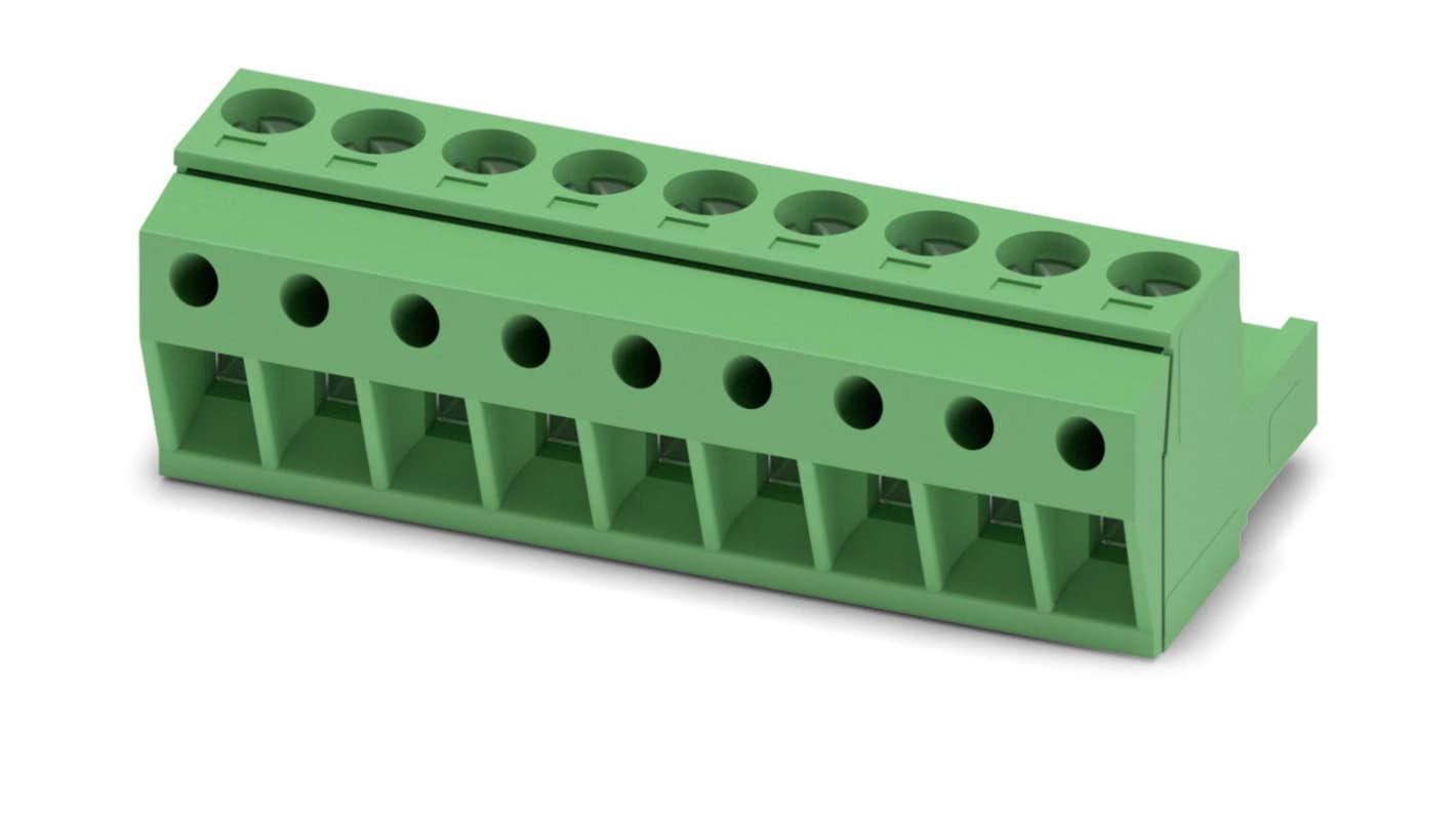Phoenix Contact, 5mm Pitch, MSTBP 2.5/ 9-ST, 9 Way, Pluggable Terminal Block, Plug, Screw Termination, 1765849