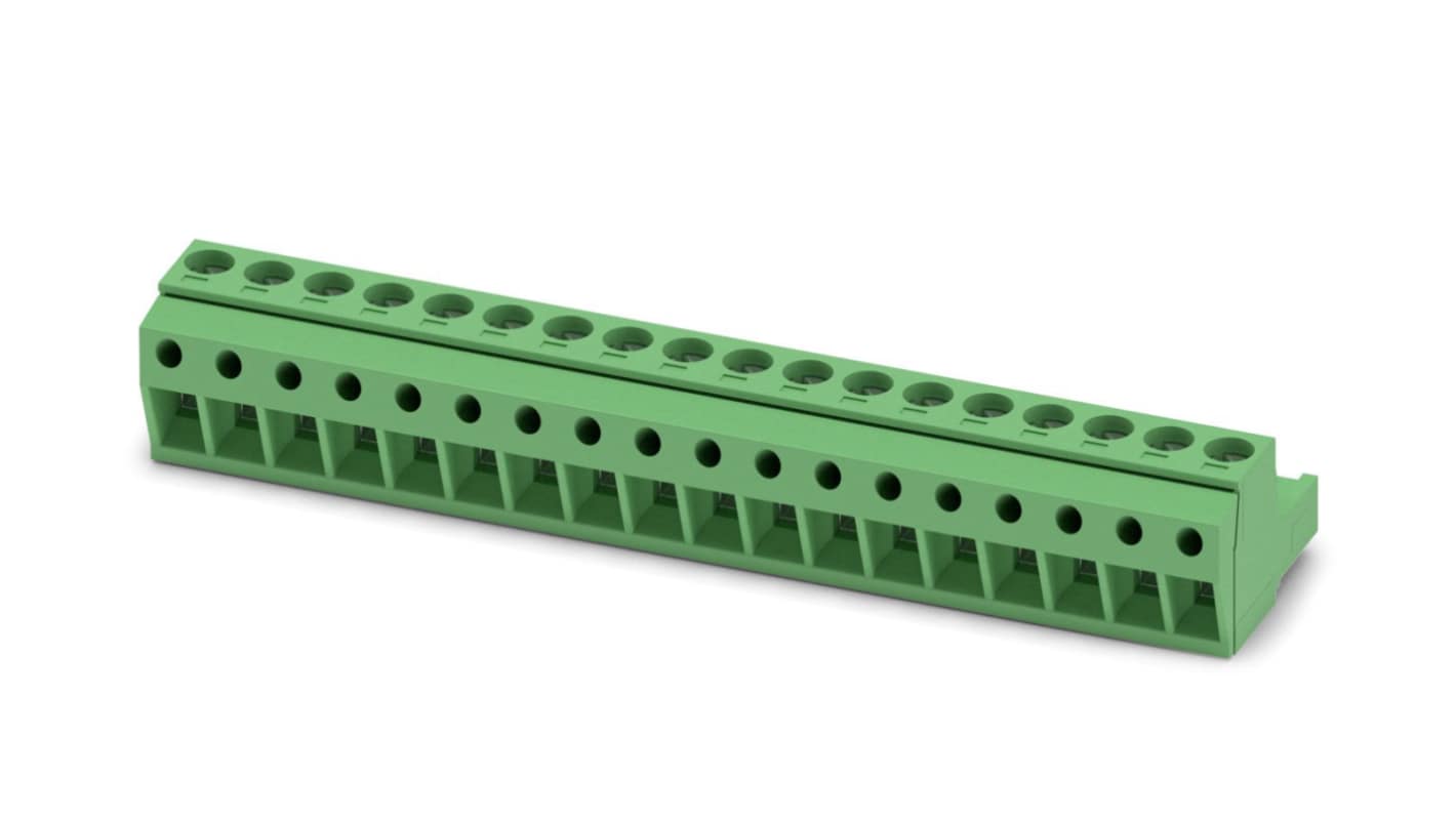 Phoenix Contact, 5mm Pitch, MSTBP 2.5/18-ST, 18 Way, Pluggable Terminal Block, Plug, Screw Termination, 1765933