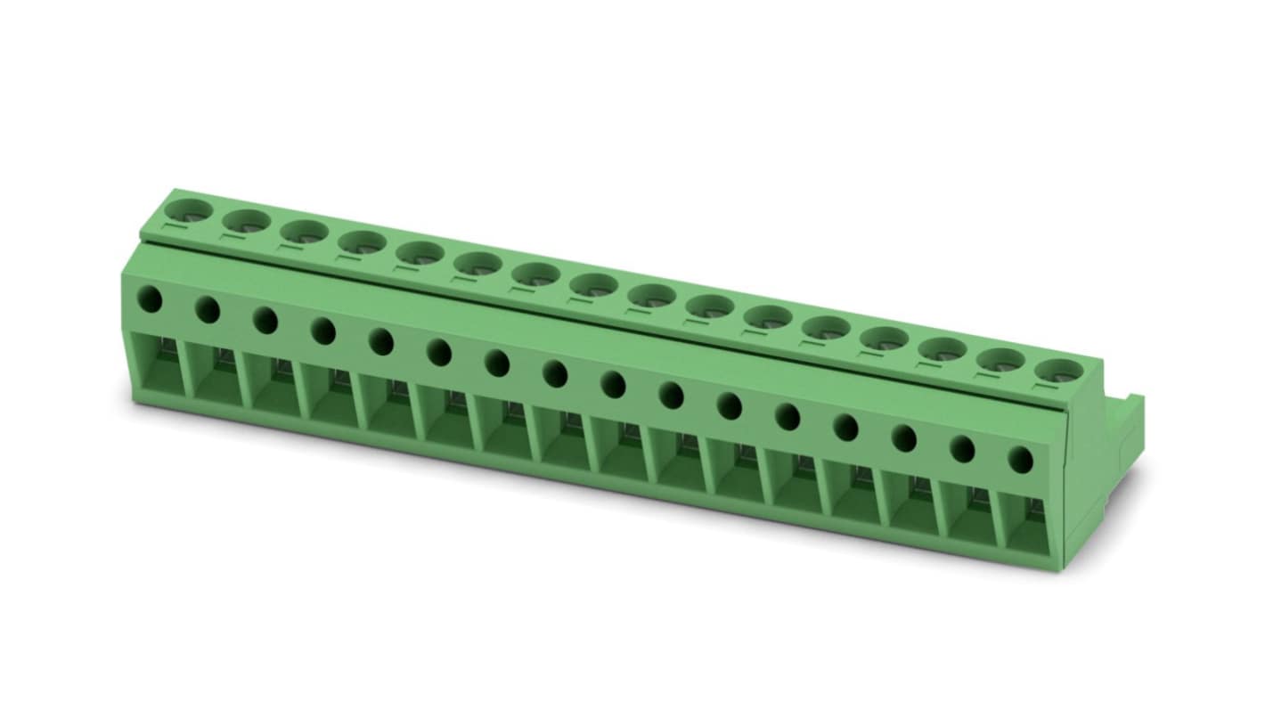 Phoenix Contact, 5mm Pitch, MSTBP 2.5/16-ST, 16 Way, Pluggable Terminal Block, Plug, Screw Termination, 1765917