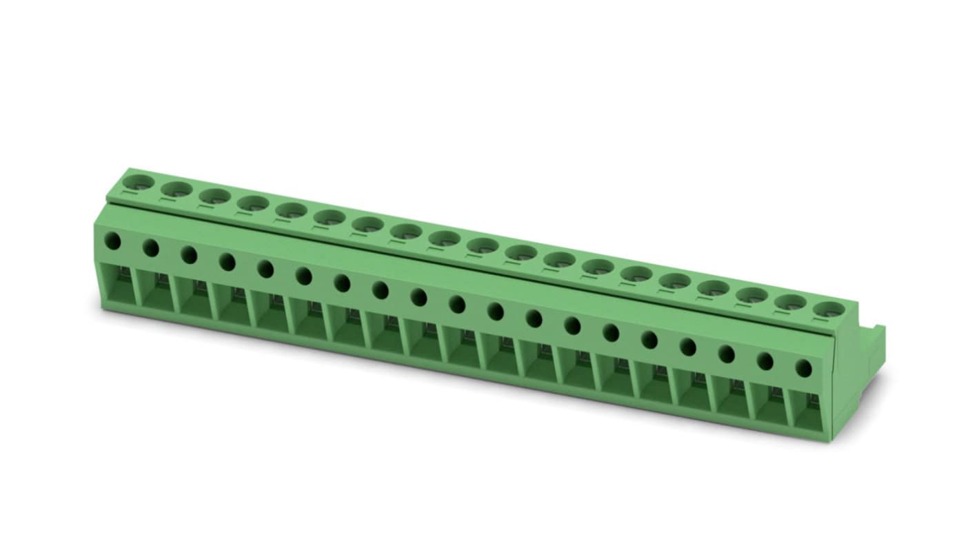 Phoenix Contact, 5mm Pitch, MSTBP 2.5/19-ST, 19 Way, Pluggable Terminal Block, Plug, Screw Termination, 1765946