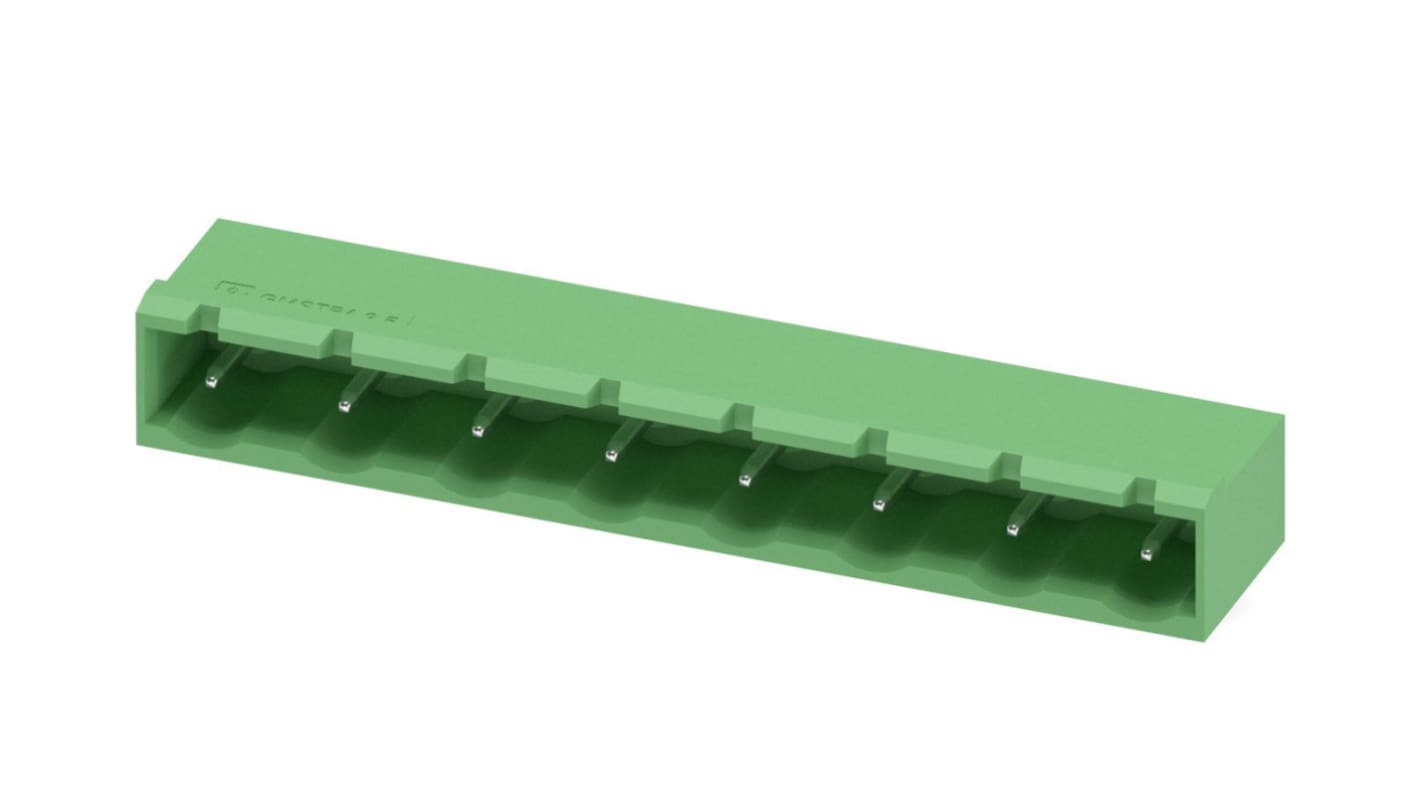 Phoenix Contact, 7.62mm Pitch, GMSTBA 2.5/ 8-G-7.62, 8 Way, Right Angle, Pluggable Terminal Block, Header, Through