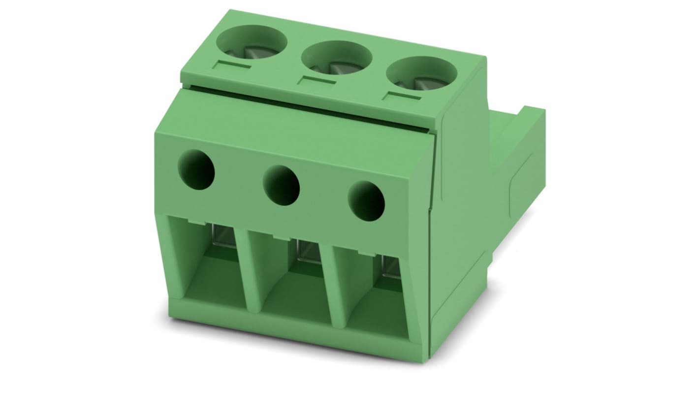 Phoenix Contact, 5.08mm Pitch, MSTBP 2.5/ 3-ST-5.08, 3 Way, Pluggable Terminal Block, Plug, Screw Termination, 1769023