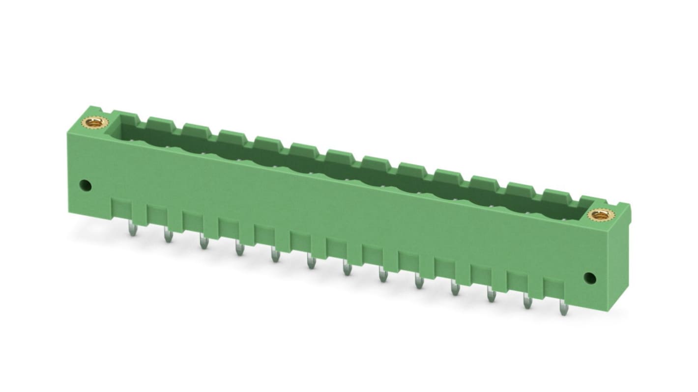 Phoenix Contact, 5.08mm Pitch, MSTBV 2.5/13-GF-5.08, 13 Way, Pluggable Terminal Block, Header, Solder Termination,