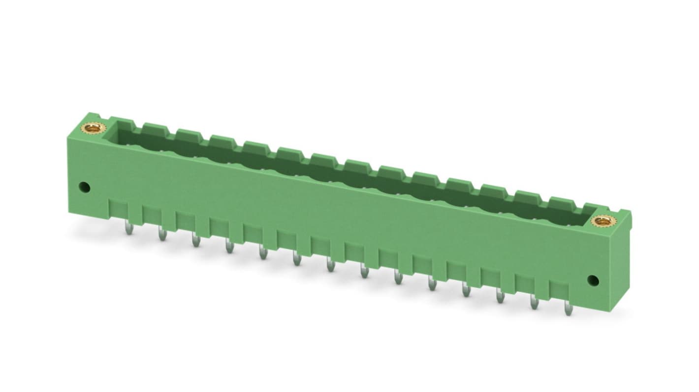 Phoenix Contact, 5.08mm Pitch, MSTBV 2.5/14-GF-5.08, 14 Way, Pluggable Terminal Block, Header, Solder Termination,