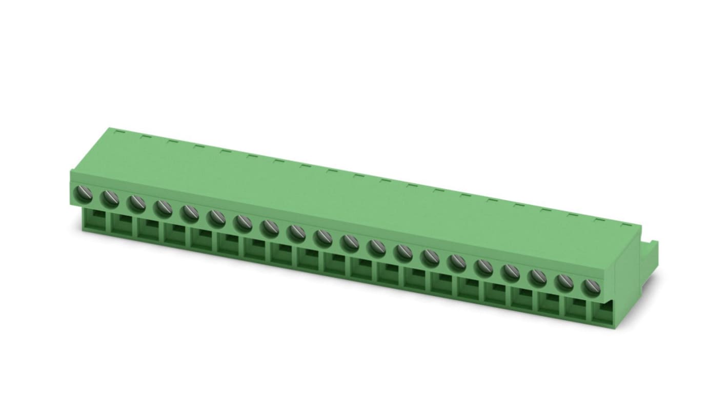 Phoenix Contact, 5.08mm Pitch, FRONT-MSTB 2.5/20-ST-5.08, 20 Way, , Pluggable Terminal Block, Plug, Cable Mount, Screw