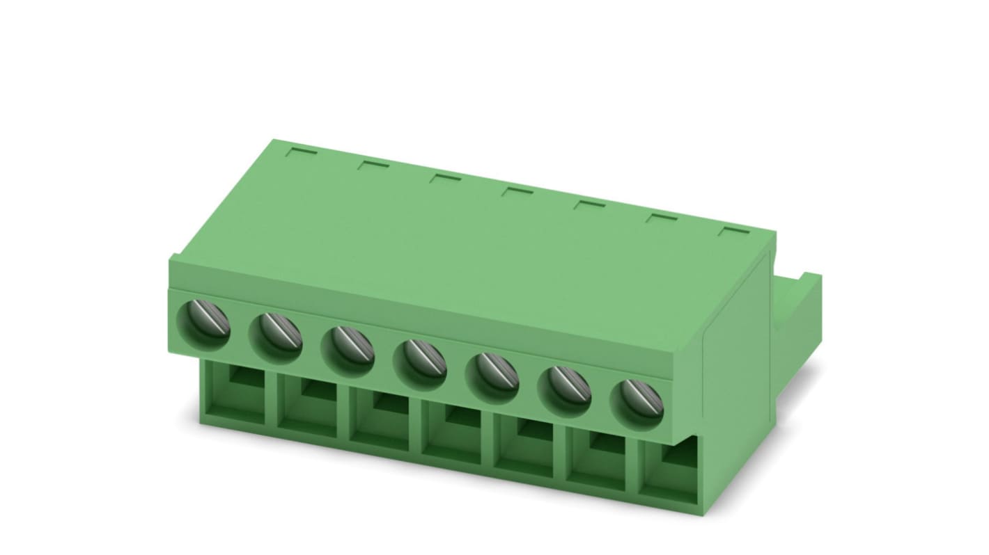 Phoenix Contact, 5mm Pitch, FRONT-MSTB 2.5/ 7-ST, 7 Way, , Pluggable Terminal Block, Plug, Cable Mount, Screw