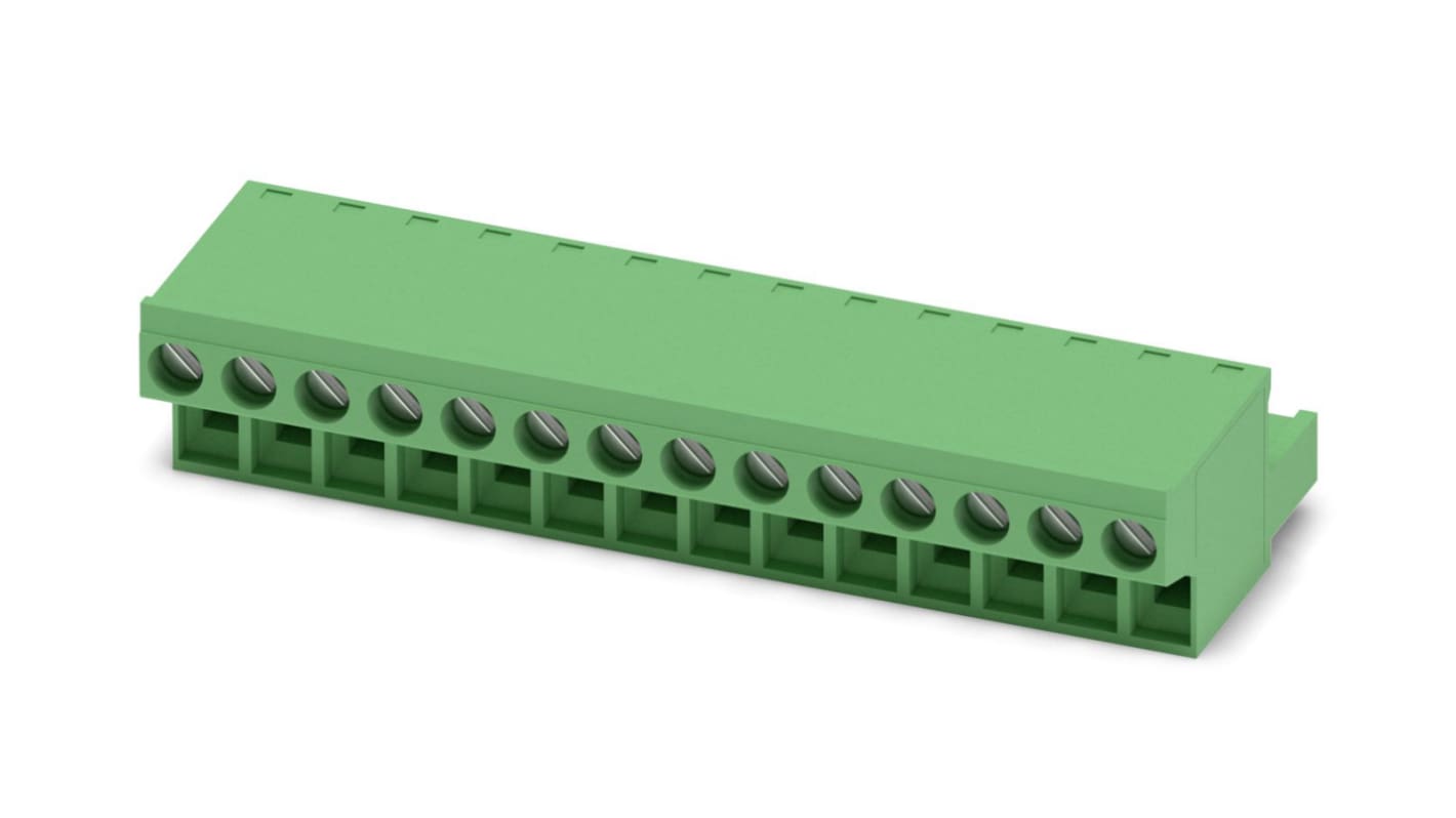 Phoenix Contact, 5mm Pitch, FRONT-MSTB 2.5/14-ST, 14 Way, , Pluggable Terminal Block, Plug, Cable Mount, Screw