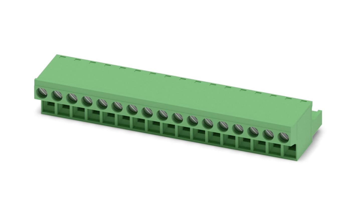 Phoenix Contact, 5mm Pitch, FRONT-MSTB 2.5/17-ST, 17 Way, , Pluggable Terminal Block, Plug, Cable Mount, Screw