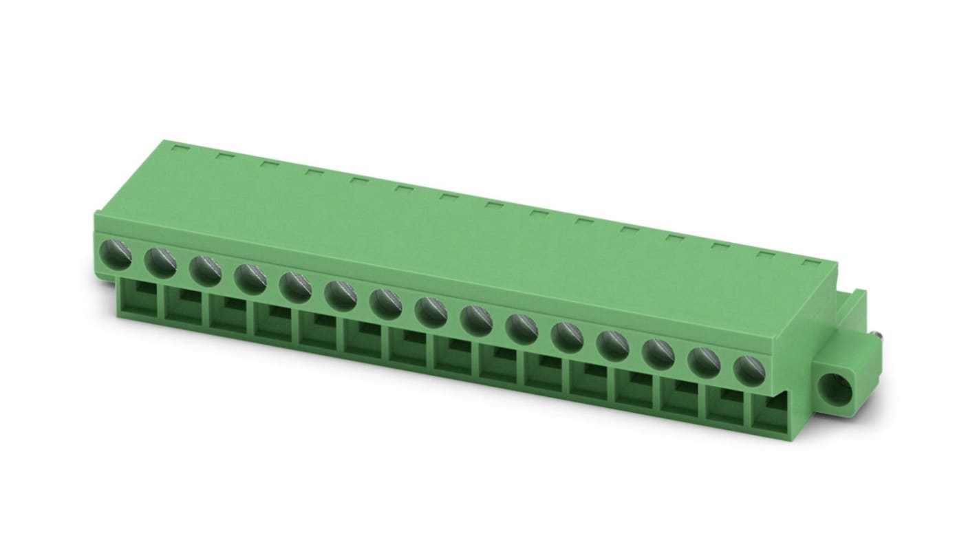 Phoenix Contact, 5mm Pitch, FRONT-MSTB 2.5/15-STF, 15 Way, , Pluggable Terminal Block, Plug, Cable Mount, Screw