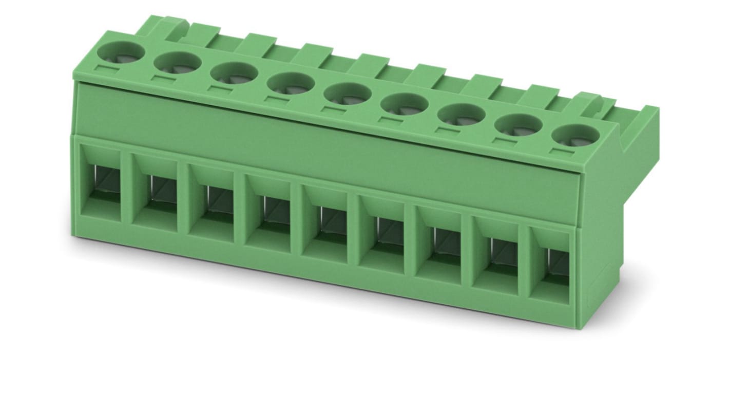 Phoenix Contact, 5mm Pitch, MSTBT 2.5/ 9-ST, 9 Way, Pluggable Terminal Block, Plug, Screw Termination, 1779903