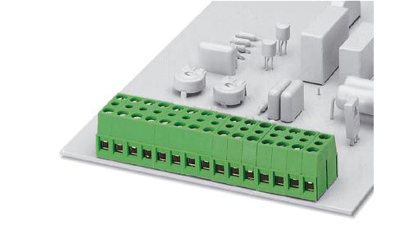 Phoenix Contact KDSP 1.5/ 2 Series PCB Terminal Block, 2-Contact, 5mm Pitch, Through Hole Mount, Screw Termination