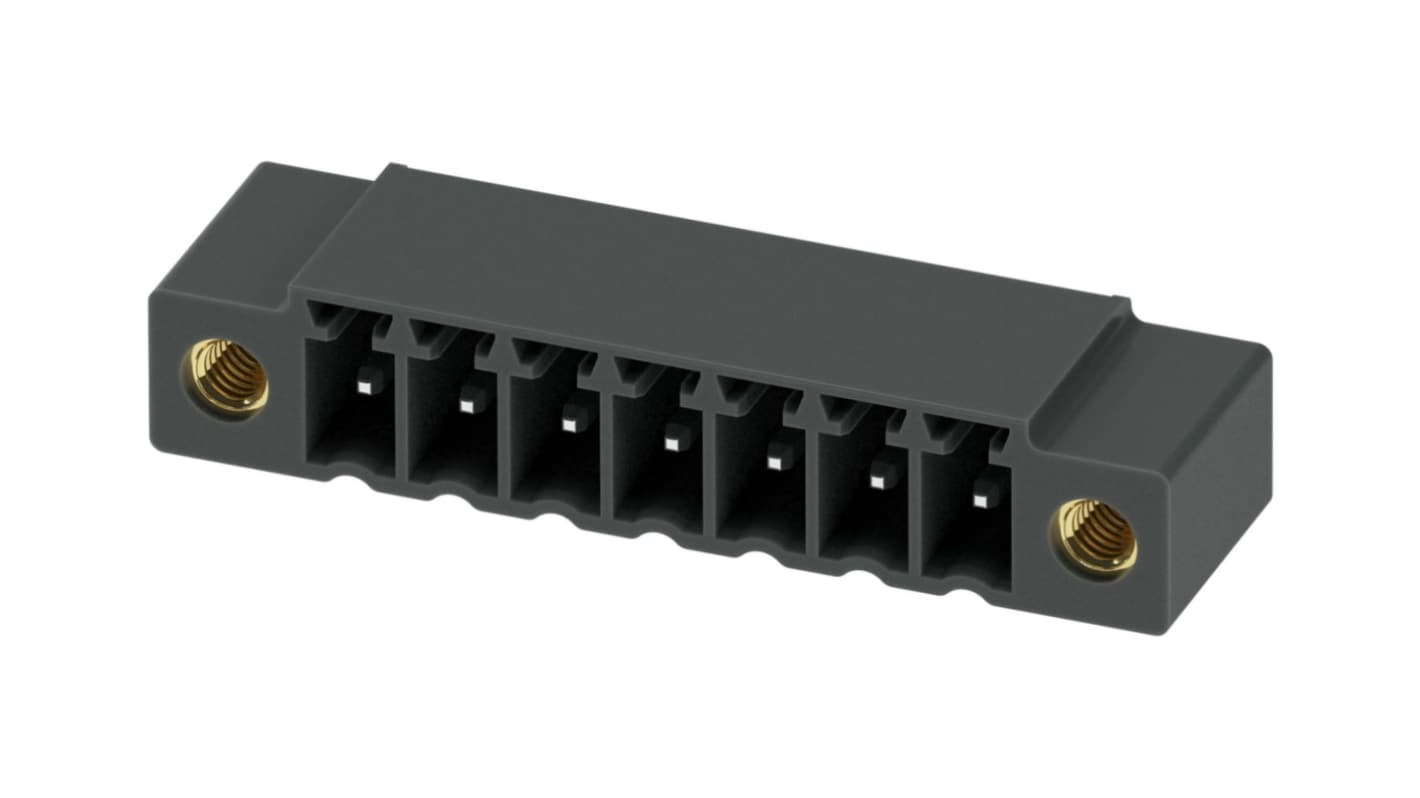 Phoenix Contact, 3.5mm Pitch, MC 1.5/ 7-GF-3.5 P26 THR, 7 Way, Right Angle, Pluggable Terminal Block, Header, Through