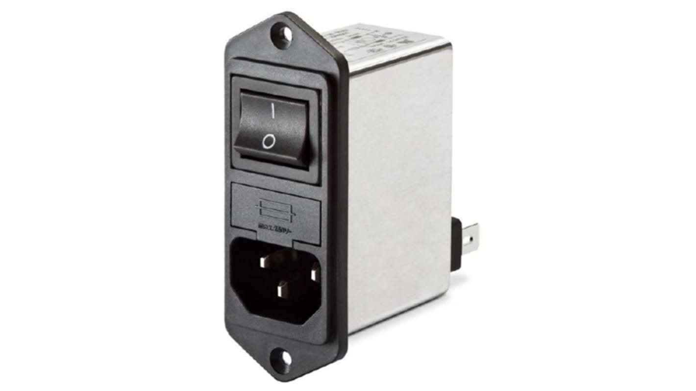 Schaffner IEC規格 C14 IECインレット, 4A 250 V, 1ヒューズ 2極 フランジマウント
