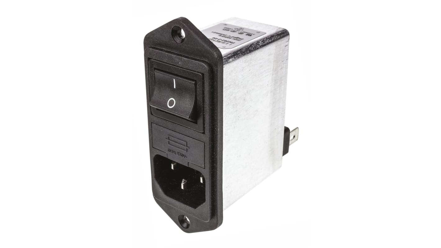 Schaffner 10A, 250 V Male Flange Mount IEC Inlet Filter 2 Pole FN282-10-06, Faston 2 Fuse